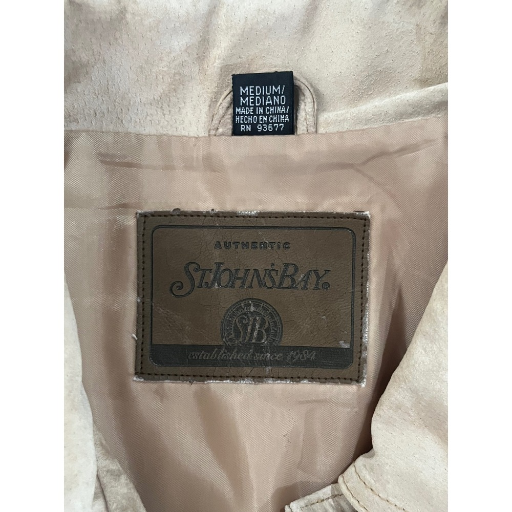 Vintage St Johns Bay Womens Tan Suede Button Front Jacket Medium - Picture 6 of 8